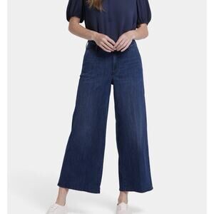 NYDJ Women’s Mona Wide Leg Trouser Ankle Jeans High Rise Ibiza Blues Wash SZ 10